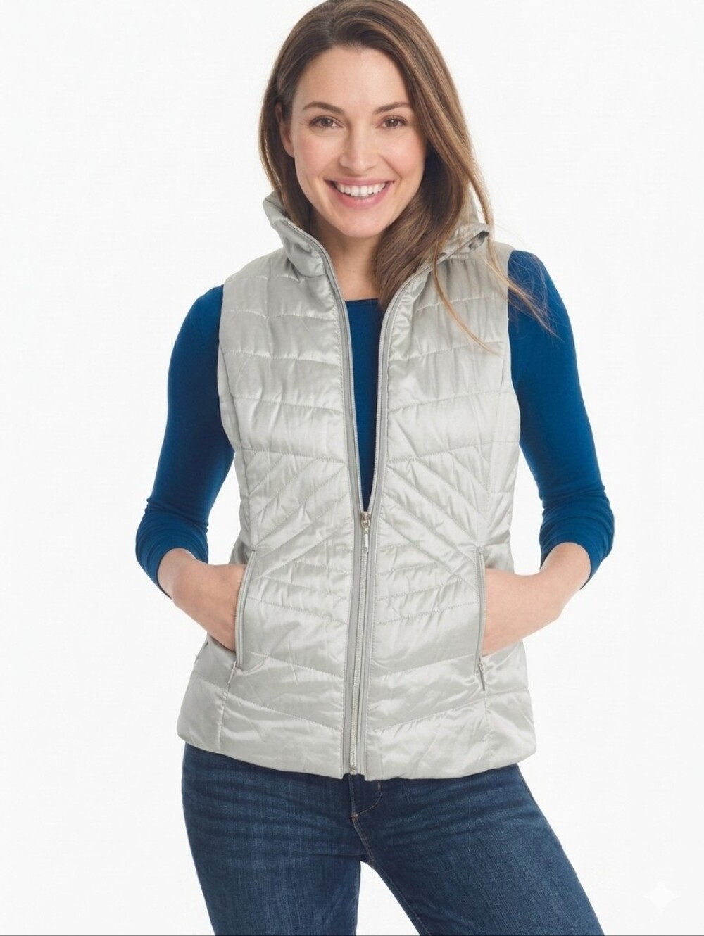 White House Black Market Quilted Vest Metallic XS